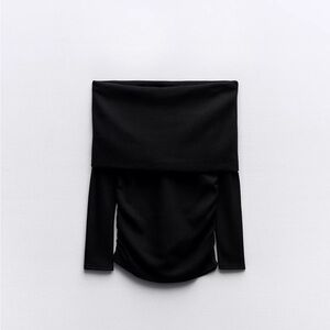 Zara black off the shoulder textured top